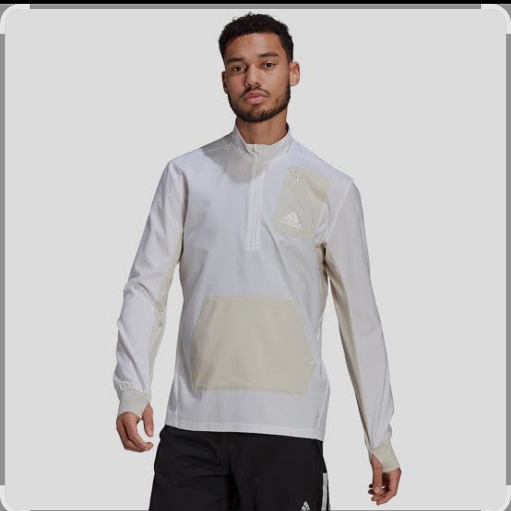 Adidas White and‎ Cream Quarter-Zip Top Size M